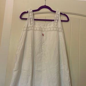 Vintage Cotton nightgown lace, covered button and red ES initials details